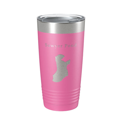Sawyer Pond Tumbler Lake Map Travel Mug Insulated Laser Engraved Coffee Cup Maine 20 oz-11
