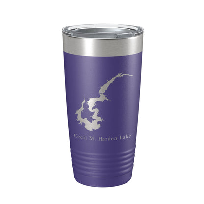 Cecil M. Harden Lake Map Tumbler Travel Mug Insulated Laser Engraved Coffee Cup Indiana 20 oz-15