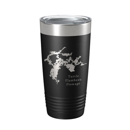 Turtle Flambeau Flowage Tumbler Lake Map Travel Mug Insulated Laser Engraved Coffee Cup Wisconsin 20 oz-0