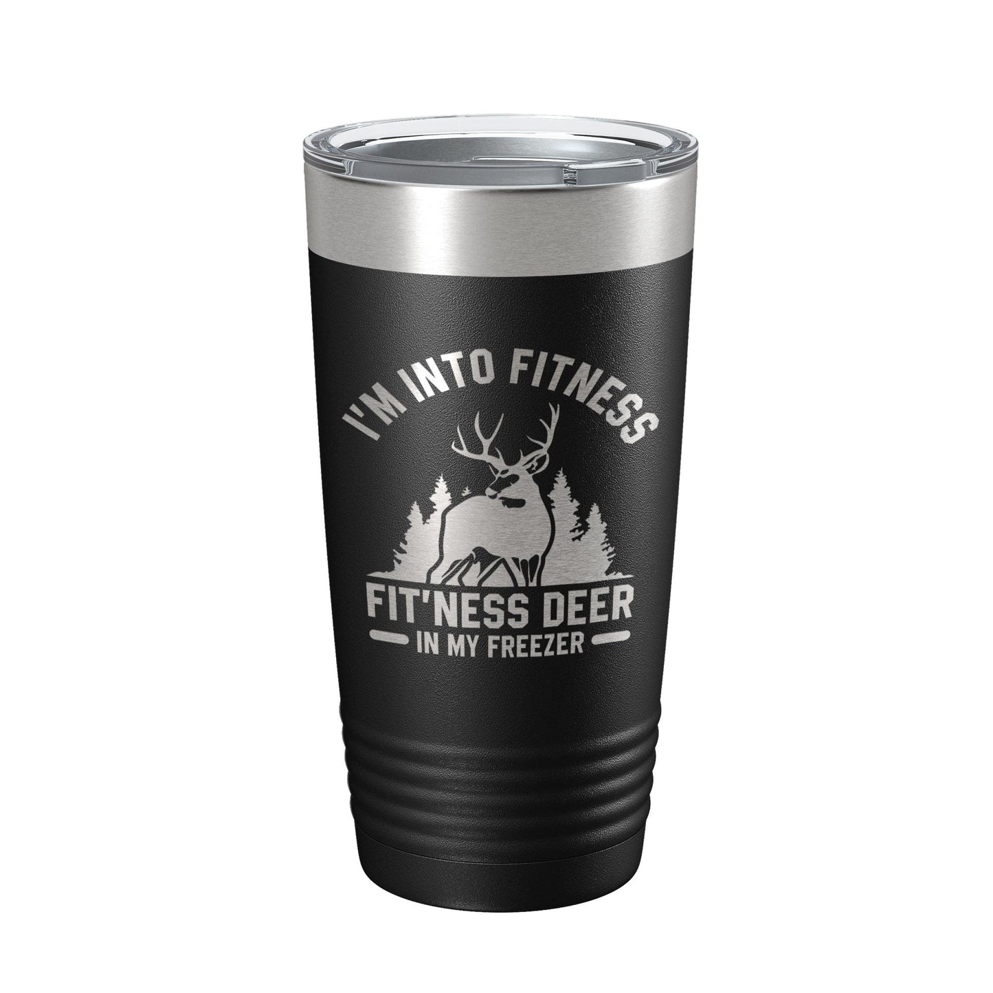 Deer Hunter Funny Tumbler Travel Mug I'm Into Fitness Fitting This Deer In My Freezer Insulated Laser Engraved Hunting Gift Coffee Cup 20 oz-0