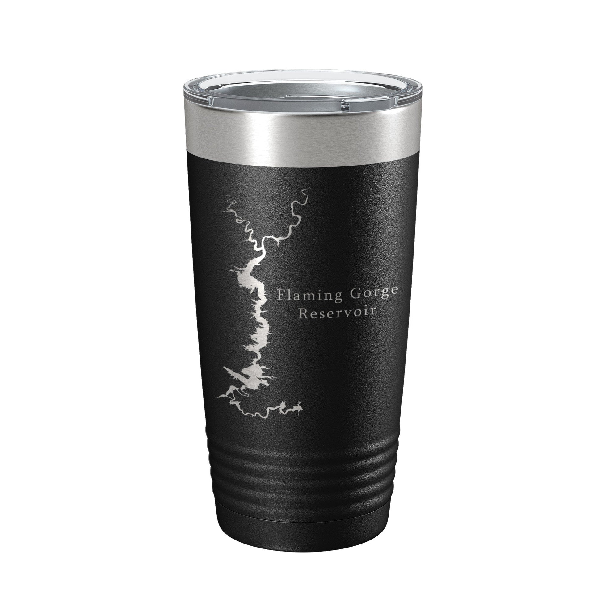 Flaming Gorge Reservoir Tumbler Lake Map Travel Mug Insulated Laser Engraved Coffee Cup Utah Wyoming 20 oz-0