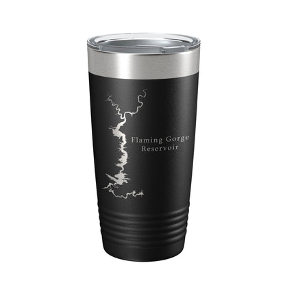 Flaming Gorge Reservoir Tumbler Lake Map Travel Mug Insulated Laser Engraved Coffee Cup Utah Wyoming 20 oz-0