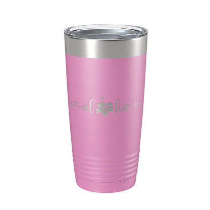 Aloha Hibiscus Tumbler Flower Travel Mug Cute Insulated Laser Engraved Coffee Cup Hawaii 20 oz-14