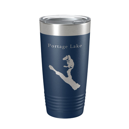 Portage Lake Map Tumbler Travel Mug Insulated Laser Engraved Coffee Cup Maine 20 oz-8
