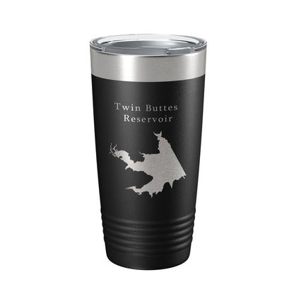 Twin Buttes Reservoir Tumbler Lake Map Travel Mug Insulated Laser Engraved Coffee Cup Texas 20 oz-0