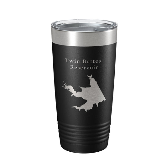 Twin Buttes Reservoir Tumbler Lake Map Travel Mug Insulated Laser Engraved Coffee Cup Texas 20 oz-0
