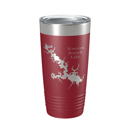 Western Branch Lake Reservoir Map Tumbler Travel Mug Insulated Laser Engraved Coffee Cup Suffolk Virginia 20 oz-18