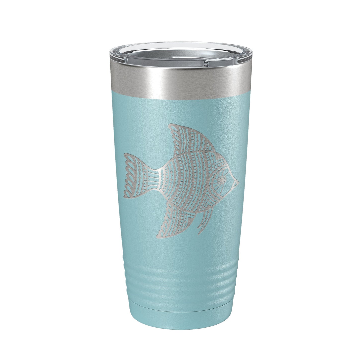 Fish Tumbler Zentangle Travel Mug Insulated Laser Engraved Coffee Cup 20 oz-13