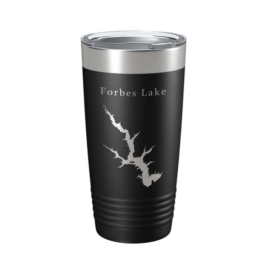 Forbes Lake Map Tumbler Travel Mug Insulated Laser Engraved Coffee Cup Illinois 20 oz-0