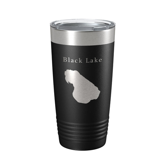 Black Lake Map Tumbler Travel Mug Insulated Laser Engraved Coffee Cup Michigan 20 oz-0