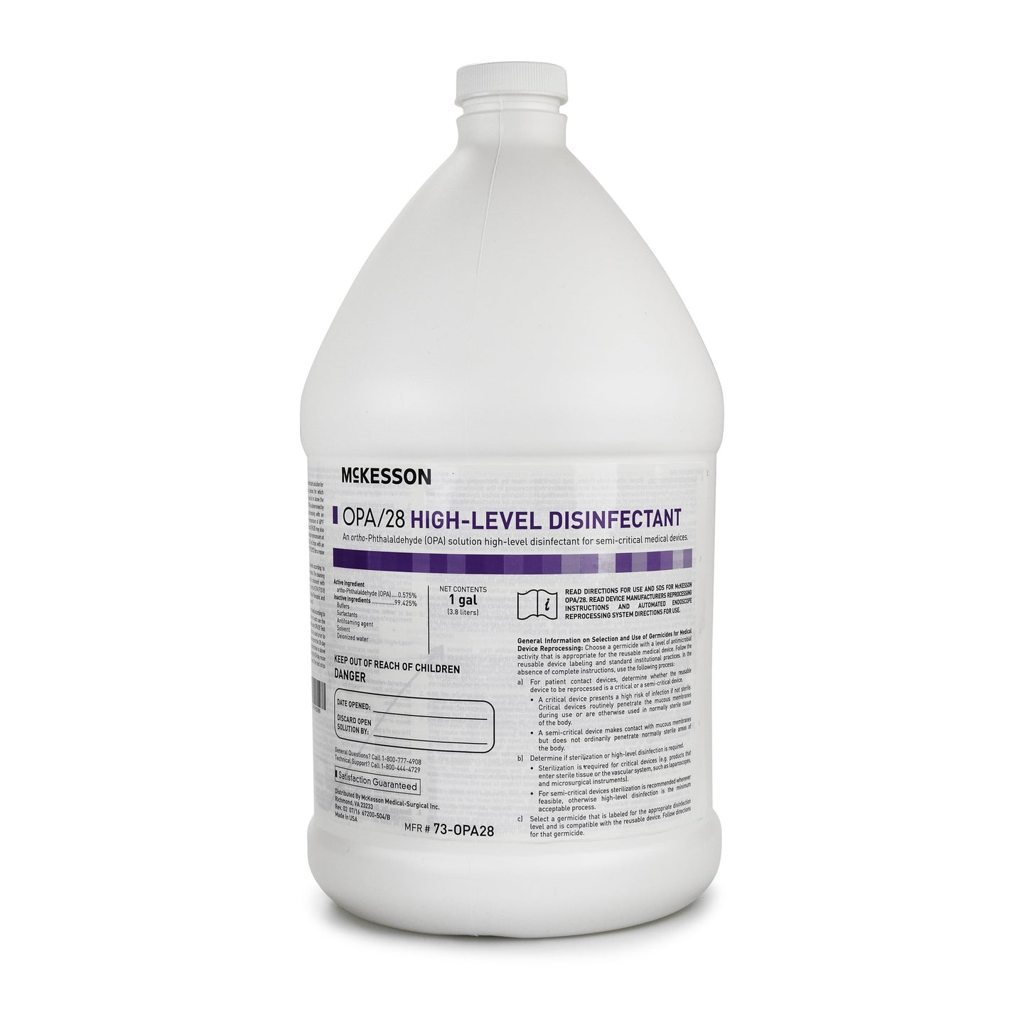 OPA High-Level Disinfectant McKesson OPA/28 RTU Liquid 1 gal. Jug Reusable