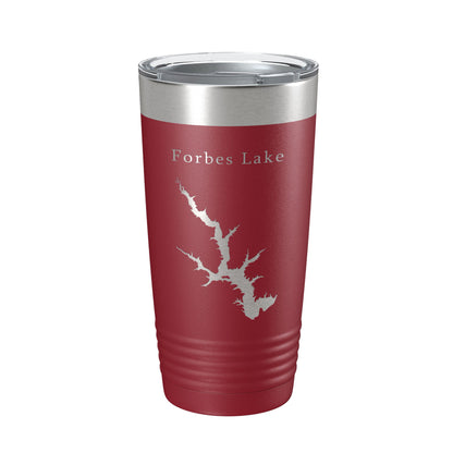Forbes Lake Map Tumbler Travel Mug Insulated Laser Engraved Coffee Cup Illinois 20 oz-18