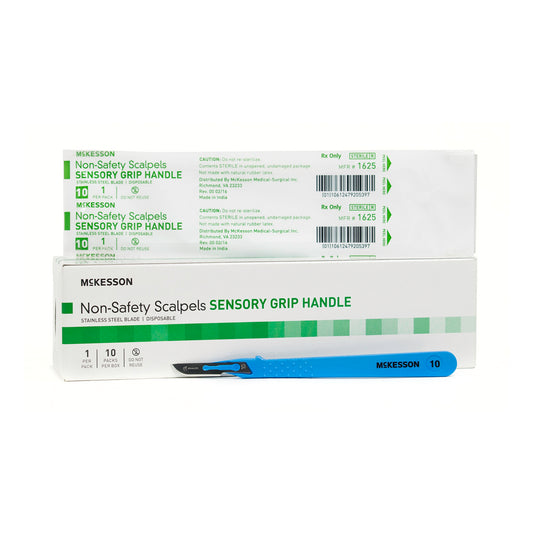 Scalpel McKesson No. 10 Stainless Steel / Plastic Sensory Grip Handle Sterile Disposable