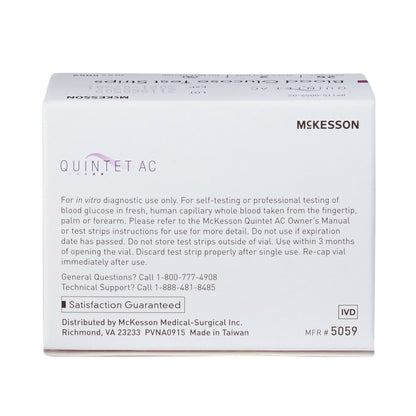 Blood Glucose Test Strips Quintet AC® 50 Strips per Pack