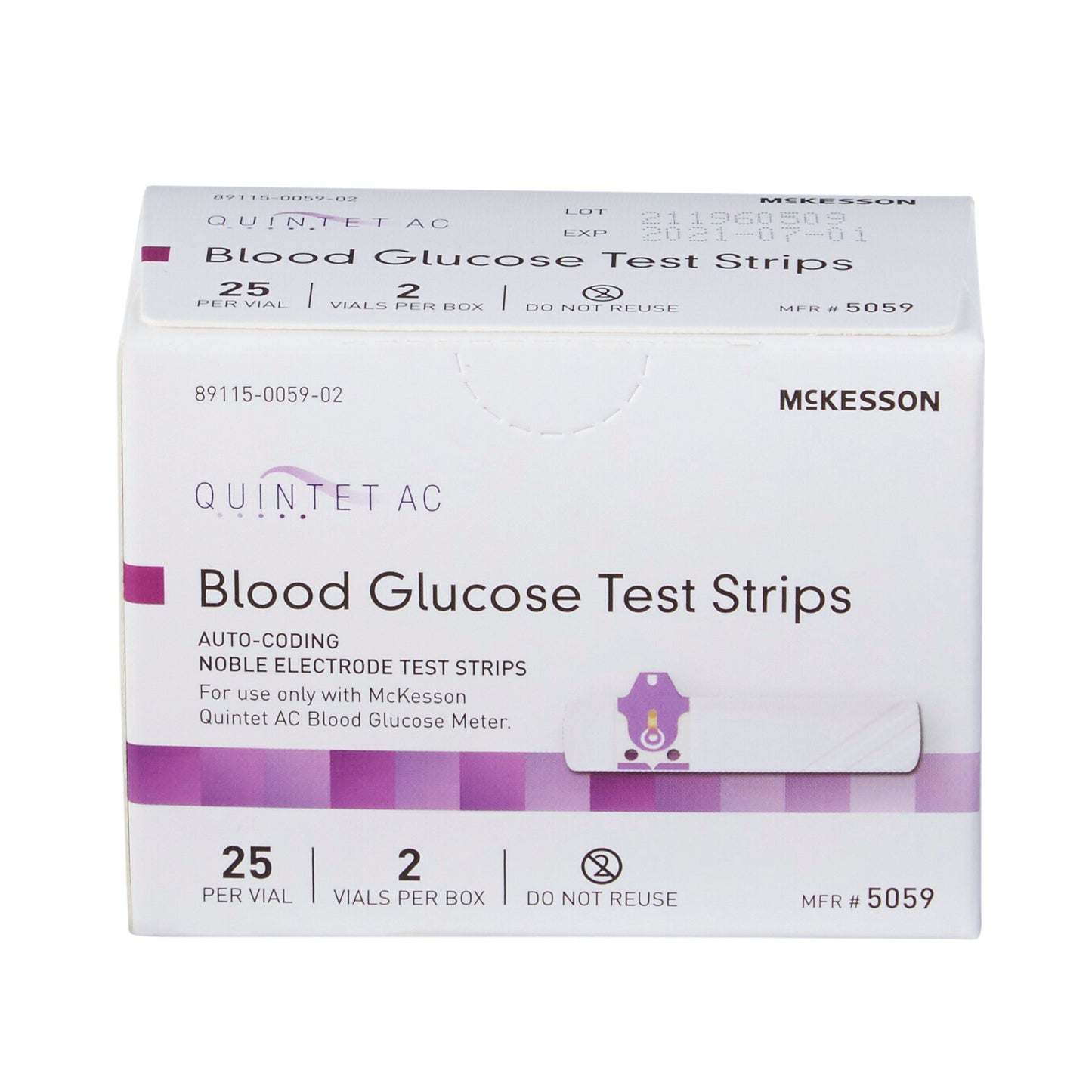 Blood Glucose Test Strips Quintet AC® 50 Strips per Pack
