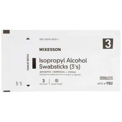 Impregnated Swabstick McKesson 70% Strength Isopropyl Alcohol Individual Packet Sterile
