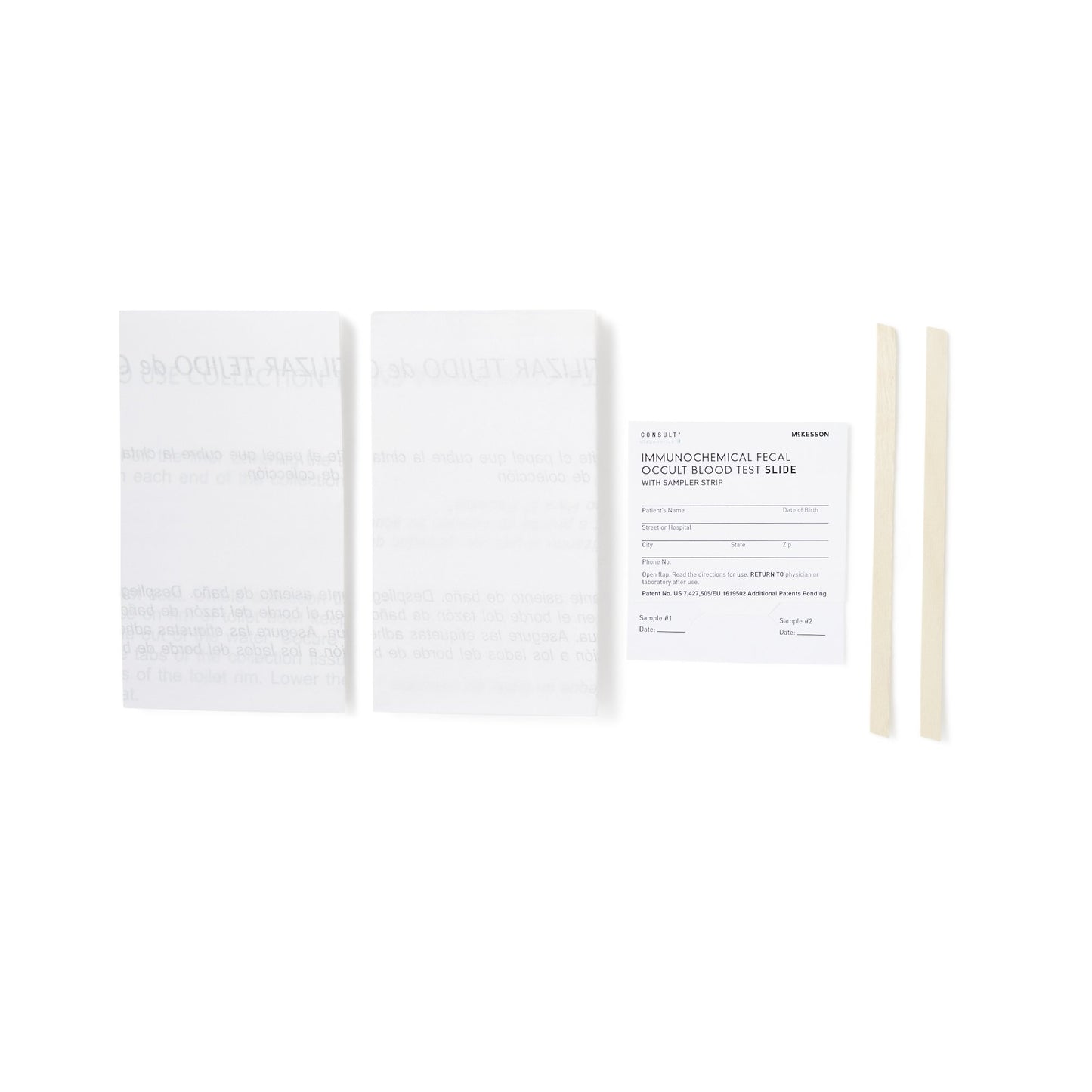 Stool Collection Kit Consult™ Mailing Envelopes Containing 1 Sampler Slide, 2 Collection Tissues, 2 Applicator Sticks, and 1 Patient Instructions Consult™ iFOBT Tests MFR #'s 4485, 4486, and 4487