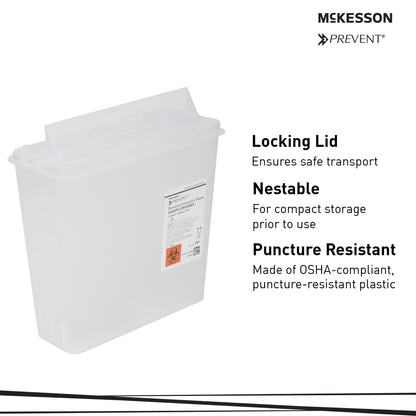 Sharps Container McKesson Prevent® Translucent Base 10-3/4 H X 10-1/2 W X 4-3/4 D Inch Horizontal Entry 1.25 Gallon