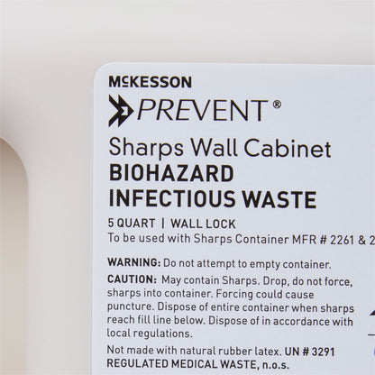 Sharps Container Cabinet / Wall Enclosure McKesson Prevent® High Impact Polystyrene Wall Mount Locking