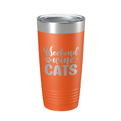 Weekend Wine Cats Tumbler Travel Mug Funny Cat Lover Gift Insulated Laser Engraved Coffee Cup 20 oz-17