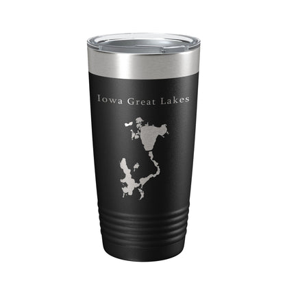 Iowa Great Lakes Map Tumbler Travel Mug Insulated Laser Engraved Coffee Cup Iowa 20 oz-0