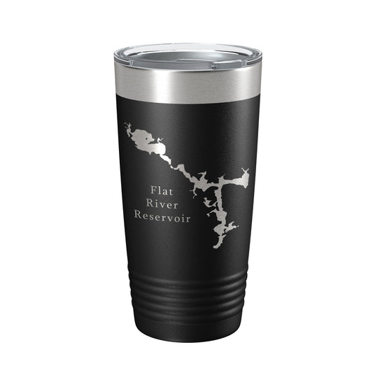 Flat River Reservoir Tumbler Lake Map Travel Mug Insulated Laser Engraved Coffee Cup Rhode Island 20 oz-0