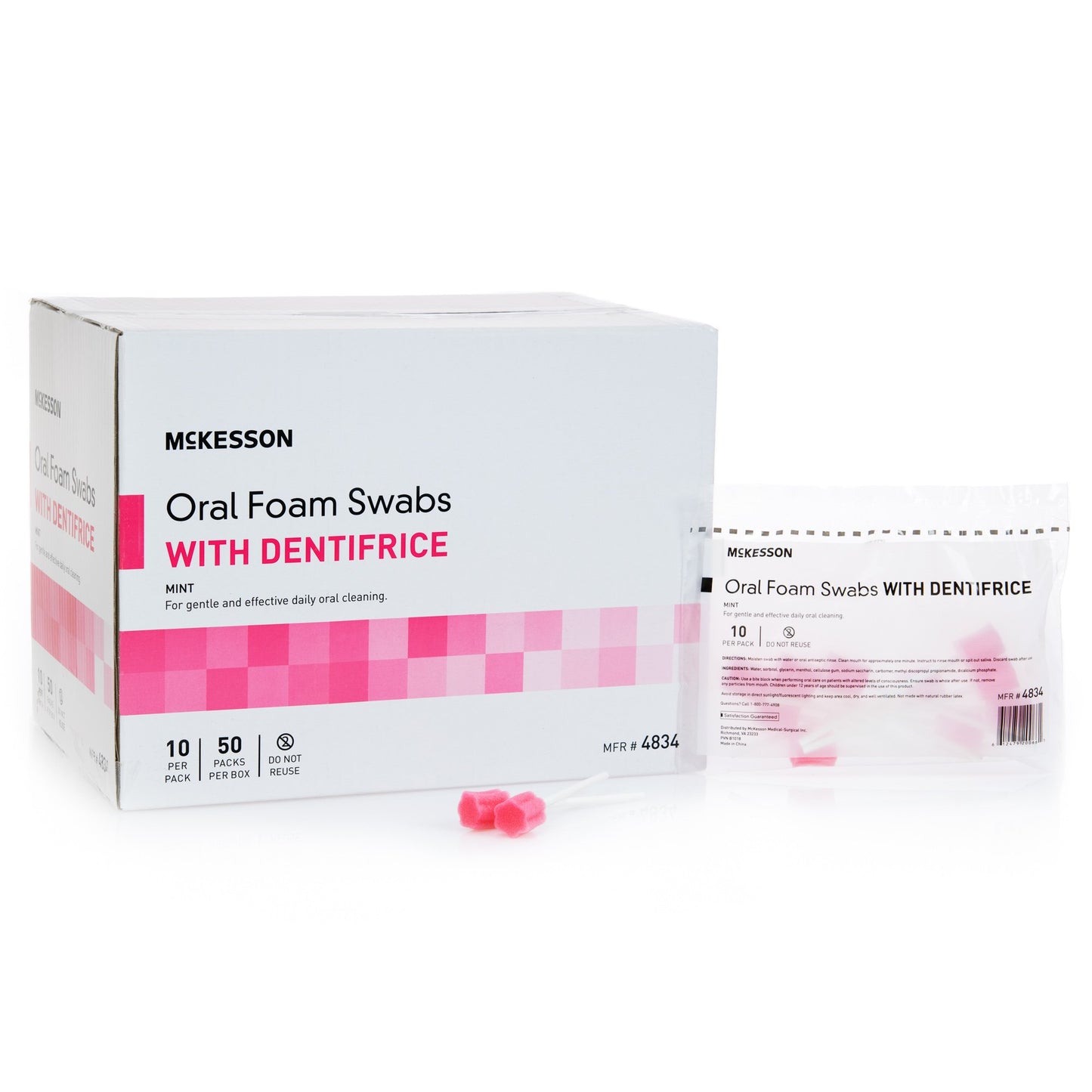 Oral Swab McKesson Dentifrice Foam Tip 10 per Pack