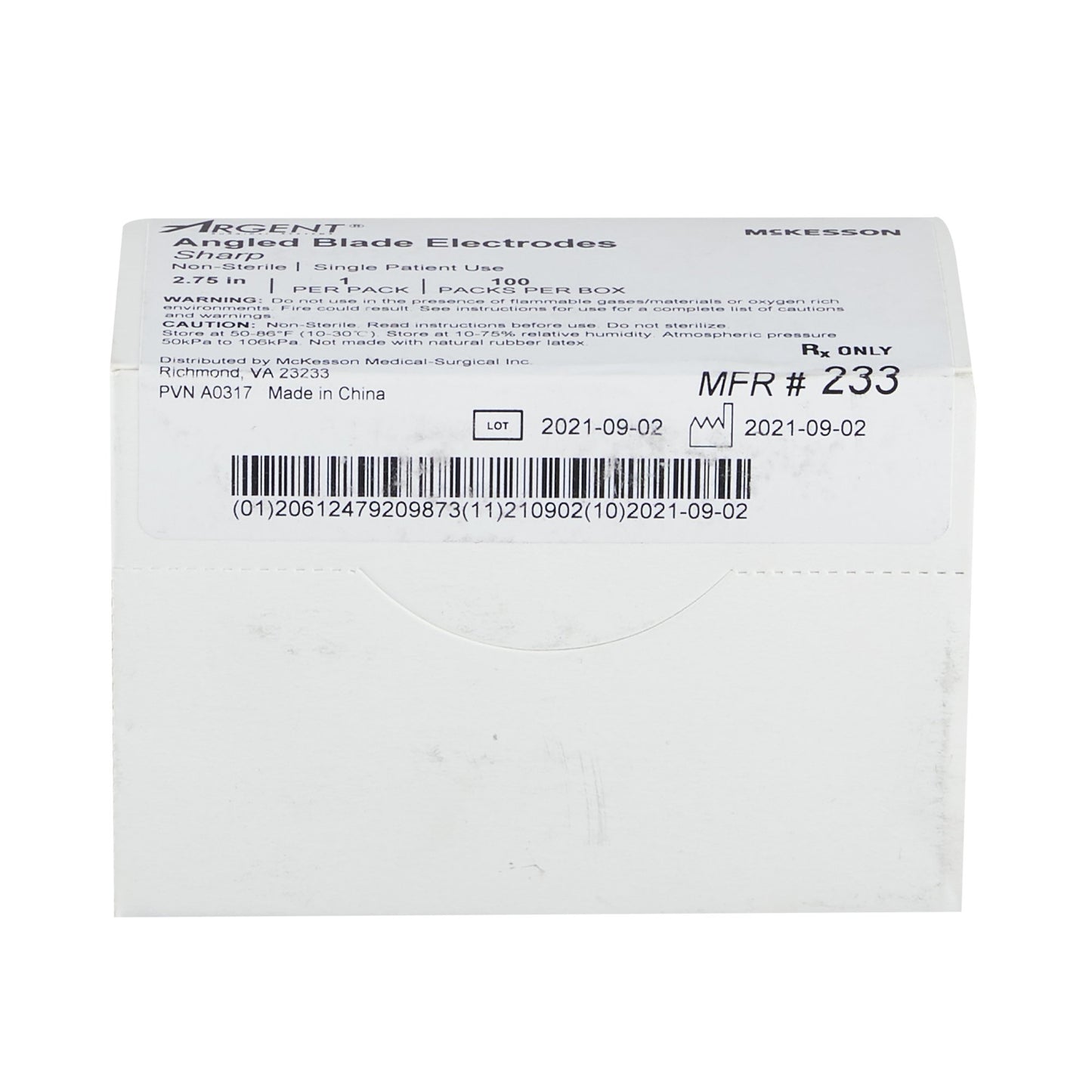 Blade Electrode McKesson Argent™ Stainless Steel Sterile Blunt Angled Blade Tip Disposable