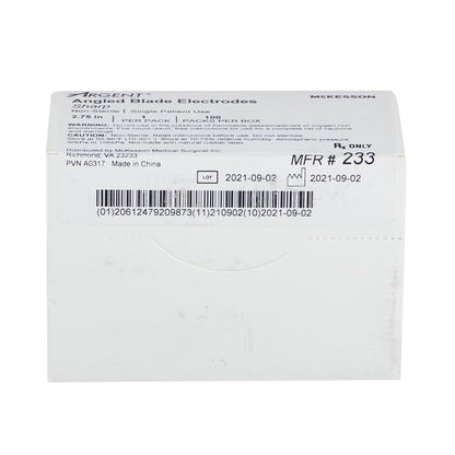 Blade Electrode McKesson Argent™ Stainless Steel Sterile Blunt Angled Blade Tip Disposable