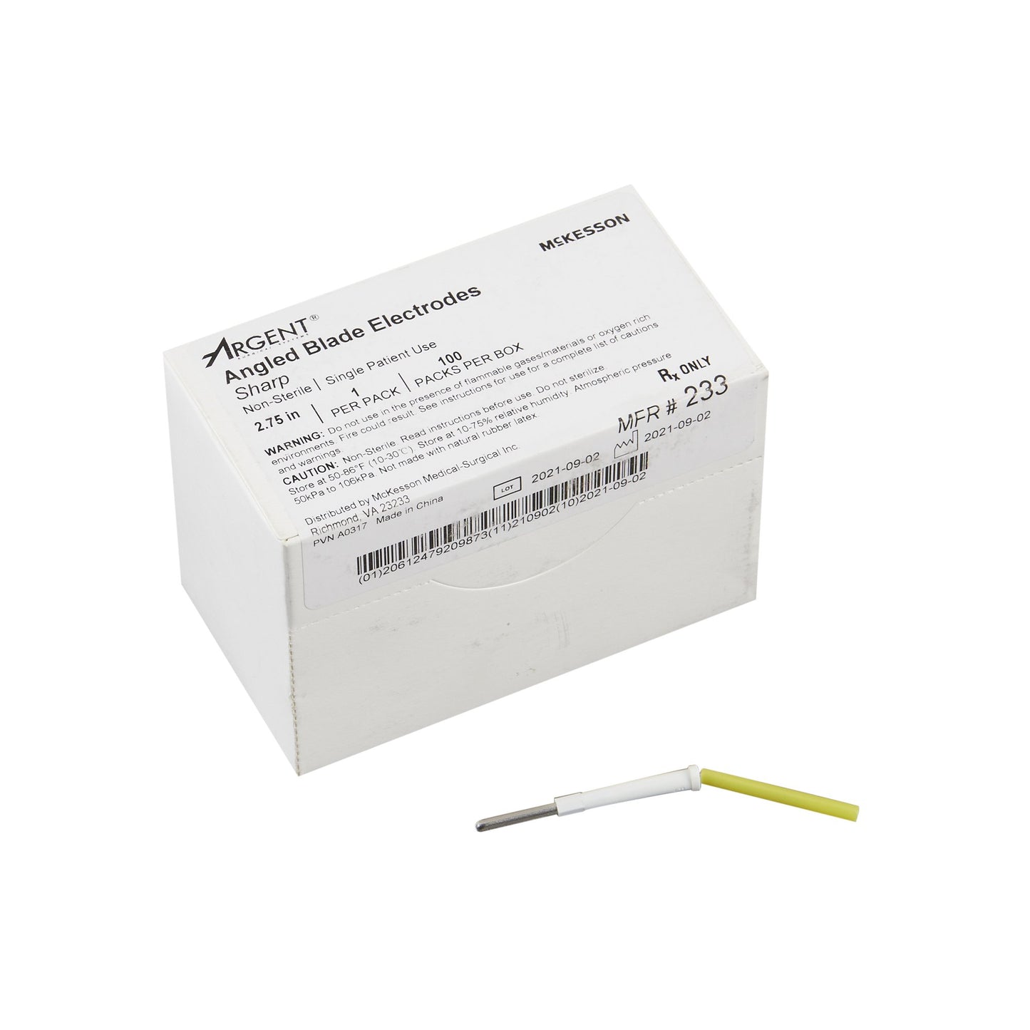 Blade Electrode McKesson Argent™ Stainless Steel Sterile Blunt Angled Blade Tip Disposable