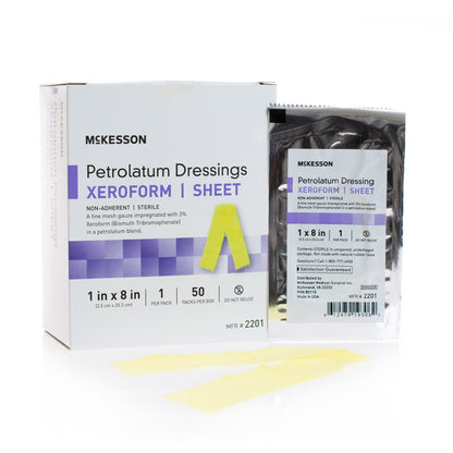 Xeroform Petrolatum Impregnated Dressing McKesson Strip 1 X 8 Inch Sterile