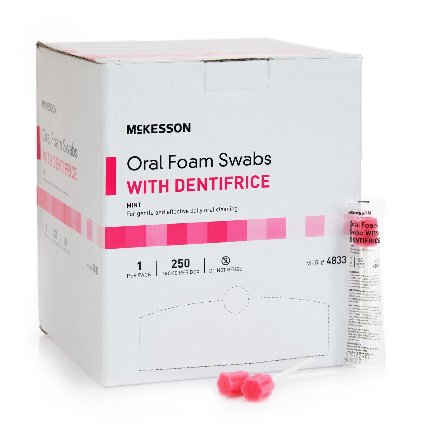 Oral Swab McKesson Dentifrice Foam Tip 1 per Pack