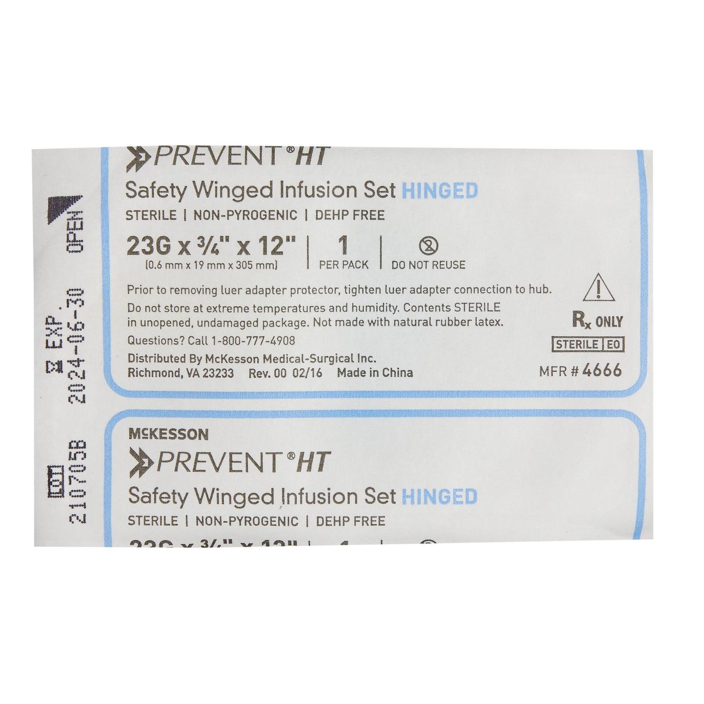 Infusion Set McKesson Prevent® 23 Gauge 3/4 Inch 12 Inch Tubing Without Port