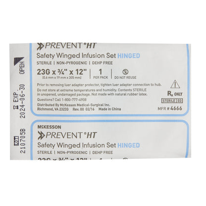 Infusion Set McKesson Prevent® 23 Gauge 3/4 Inch 12 Inch Tubing Without Port