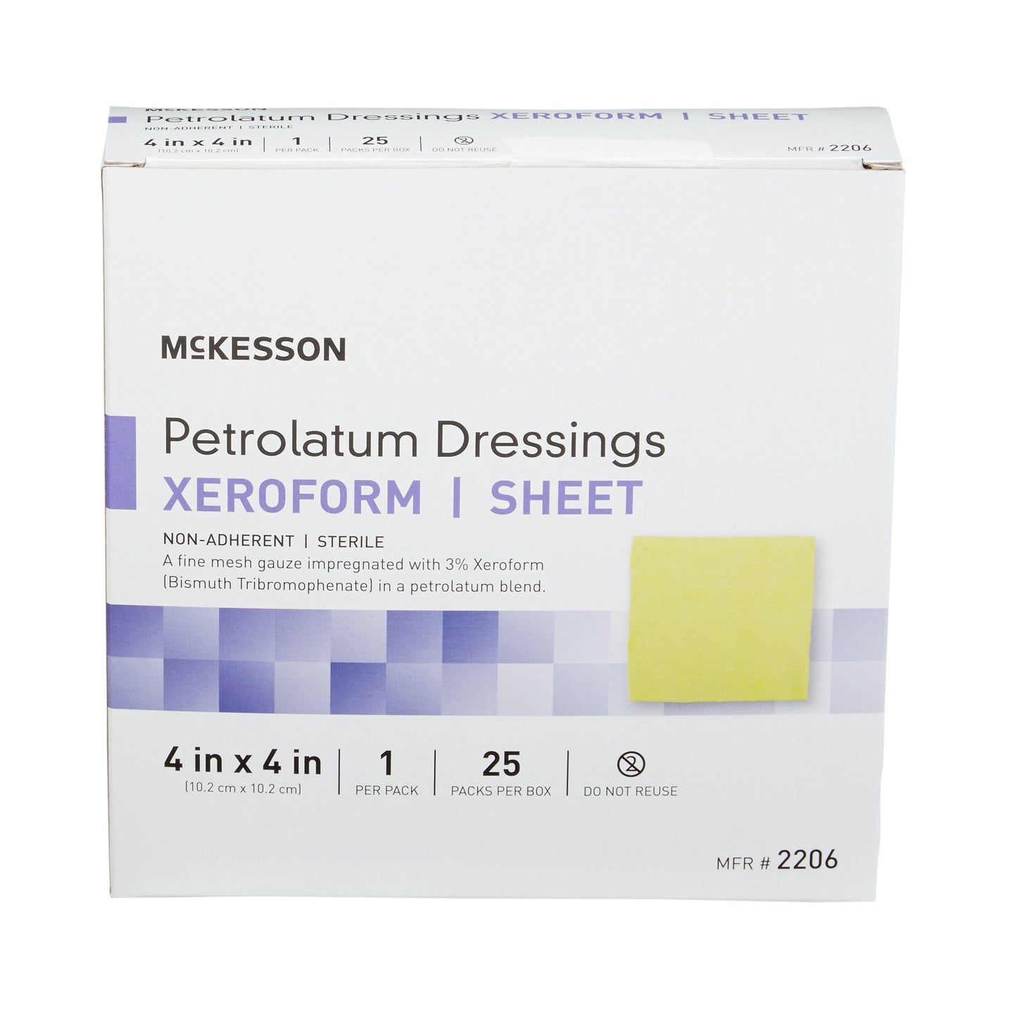 Xeroform Petrolatum Impregnated Dressing McKesson Square 4 X 4 Inch Sterile