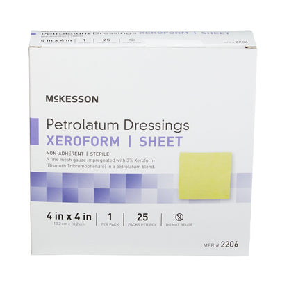 Xeroform Petrolatum Impregnated Dressing McKesson Square 4 X 4 Inch Sterile