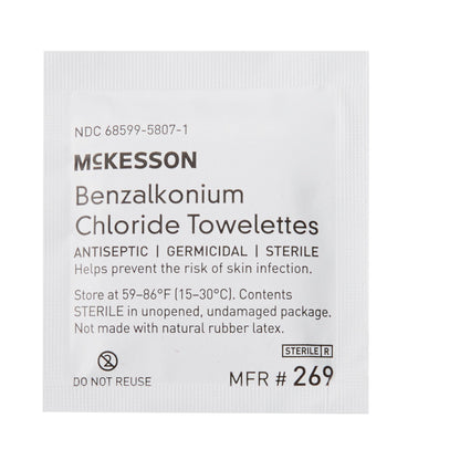Antiseptic Skin Towelette McKesson Individual Packet Unscented 100 Count