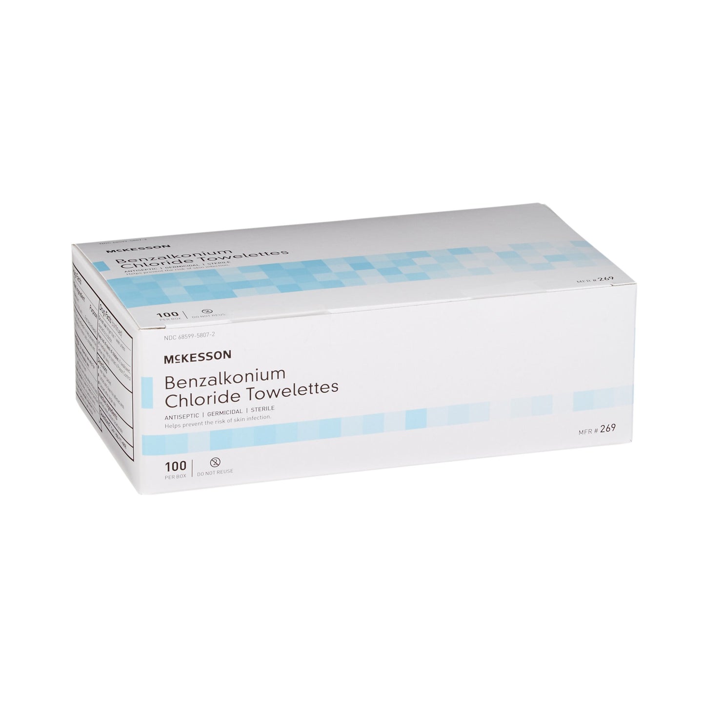 Antiseptic Skin Towelette McKesson Individual Packet Unscented 100 Count