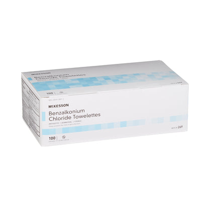 Antiseptic Skin Towelette McKesson Individual Packet Unscented 100 Count