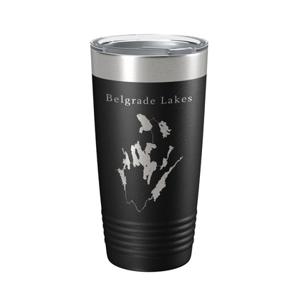 Belgrade Lakes Map Tumbler Travel Mug Insulated Laser Engraved Coffee Cup Maine 20 oz-0
