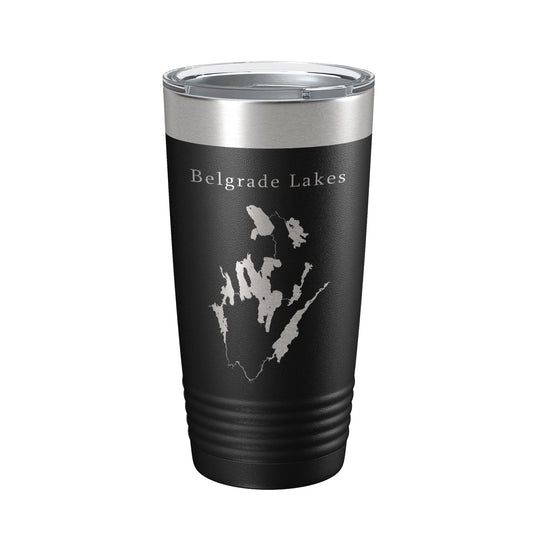Belgrade Lakes Map Tumbler Travel Mug Insulated Laser Engraved Coffee Cup Maine 20 oz-0