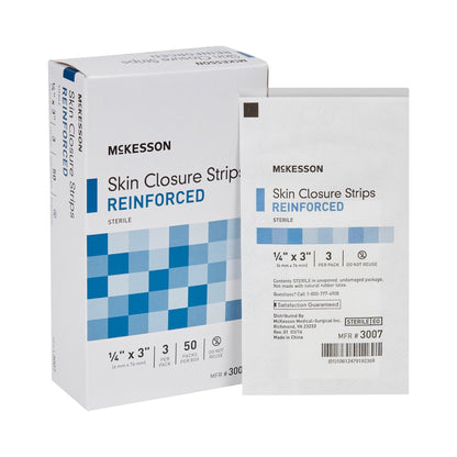 Skin Closure Strip McKesson 1/4 X 3 Inch Nonwoven Material Reinforced Strip White