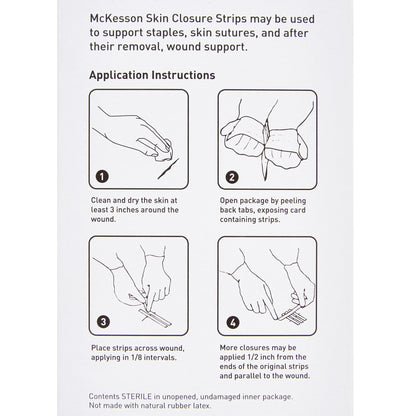 Skin Closure Strip McKesson 1/4 X 4 Inch Nonwoven Material Reinforced Strip White