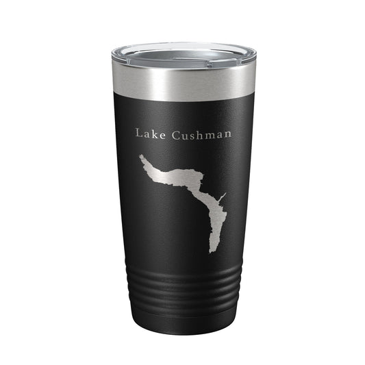 Lake Cushman Map Tumbler Travel Mug Insulated Laser Engraved Coffee Cup Washington 20 oz-0