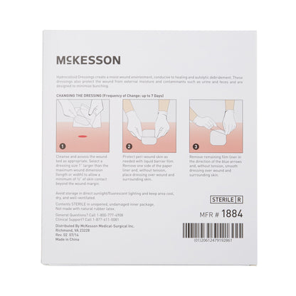 Thin Hydrocolloid Dressing McKesson Film Backing 6 X 6 Inch Square Hydrocolloid / Film