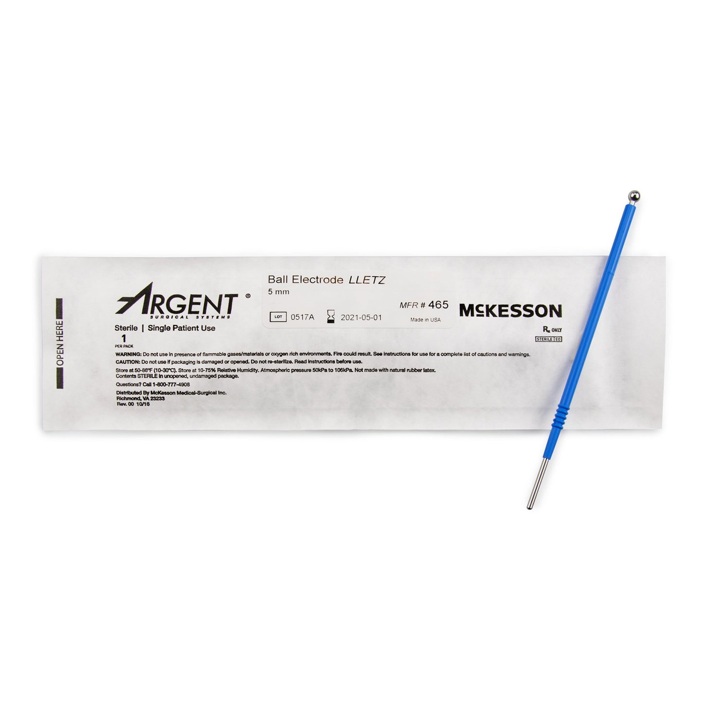 LEEP/LLETZ Electrode McKesson Argent™ Tungsten Sterile 5 mm Diameter Ball Tip Disposable