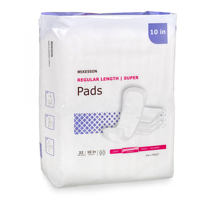 Bladder Control Pad McKesson Super 10 Inch Length Moderate Absorbency Polymer Core One Size Fits Most