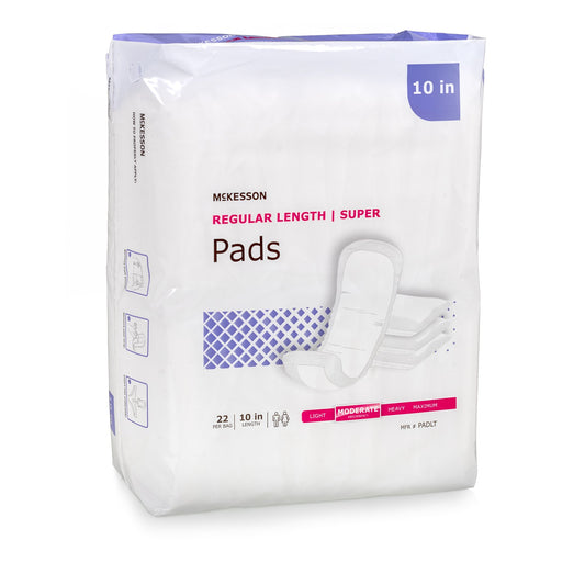 Bladder Control Pad McKesson Super 10 Inch Length Moderate Absorbency Polymer Core One Size Fits Most