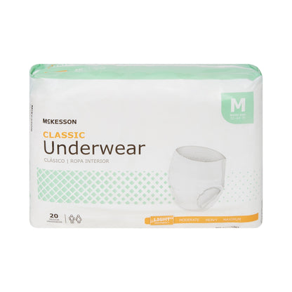 Unisex Adult Absorbent Underwear McKesson Classic Pull On with Tear Away Seams Medium Disposable Light Absorbency