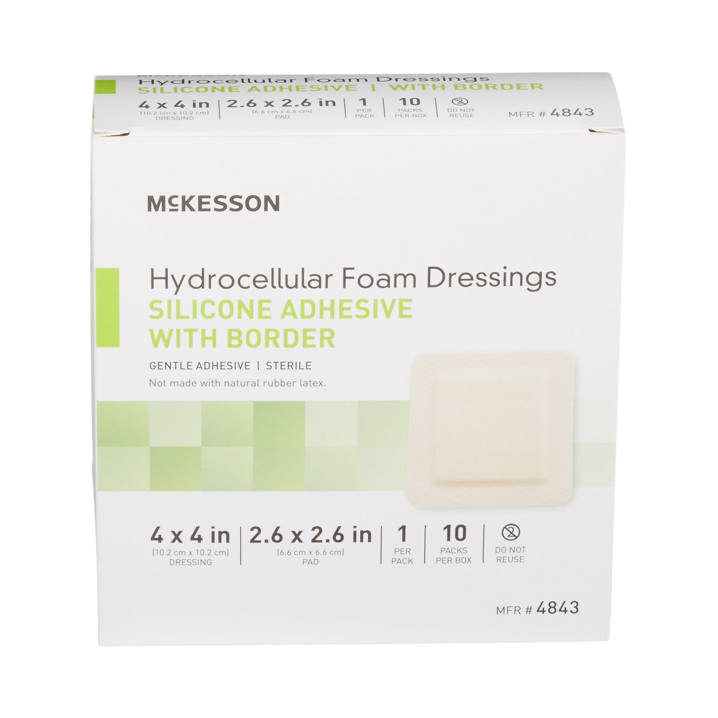 Foam Dressing McKesson 4 X 4 Inch With Border Film Backing Silicone Gel Adhesive Square Sterile